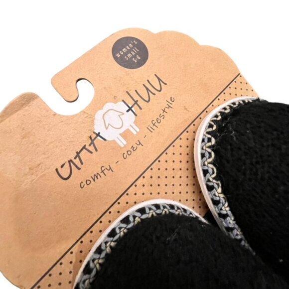 NWT GAA HUU Women’s Faux Shearling Closed Toe Black Slippers Size Small 5-6 SOFT - Picture 6 of 11